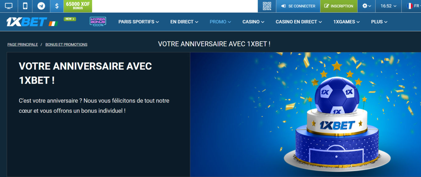 Autres options des bonus 1xBet