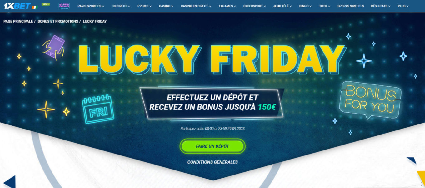 Fonctionnement des Lucky Friday 1xBet conditions