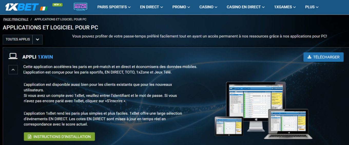 Avantages du 1xBet site link